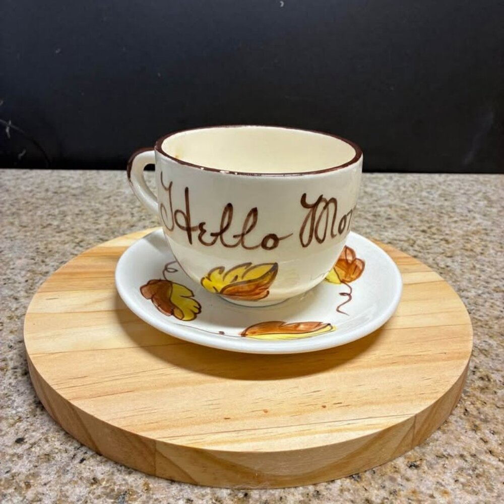 Hello Mom Tea Cup and Saucer
